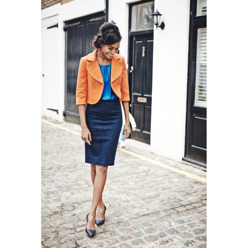 Boden Lola Jacket Orange Wool Blend Cropped Blazer Mod Retro 60s